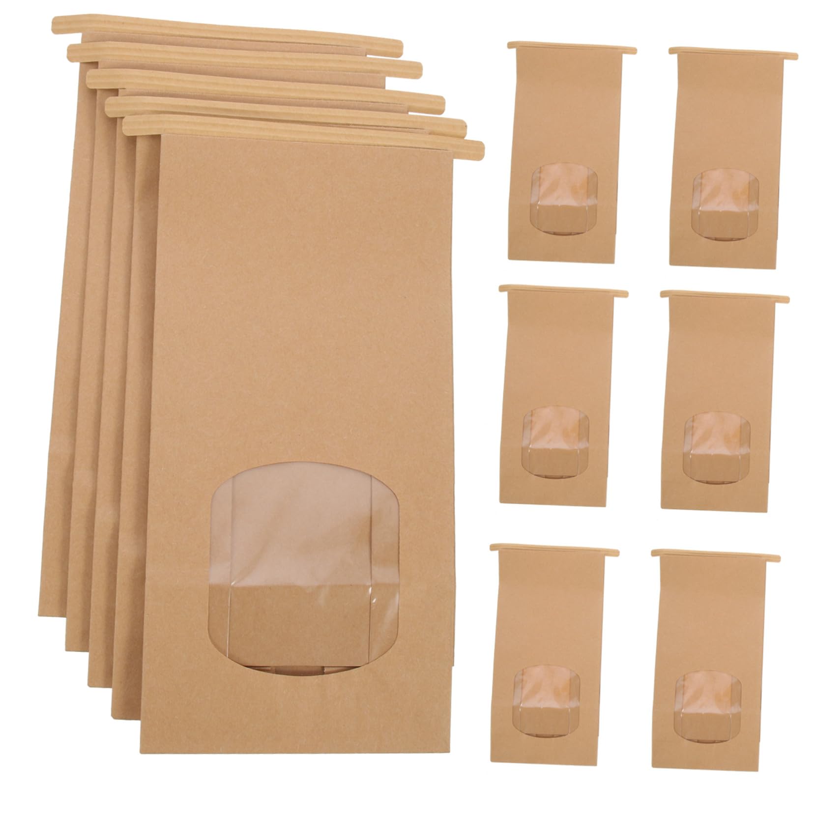 INOOMP 100 pièces Papier Kraft pour Biscuits avec Fenêtre Fermeture Sécurisée Sacs Emballage Anti-huile pour Pâtisserie Adaptés pour Usage Domestique et Commercial