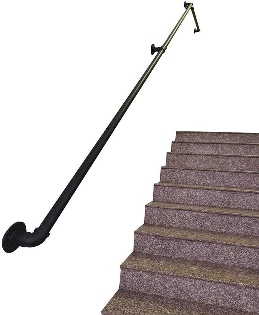 Stair Railing Wall Handrail 4FT/120CM,Industrial Staircase Railing Galvanized Pipe,Handrails for Indoor Stairs with Wall Mount Support(280cm)