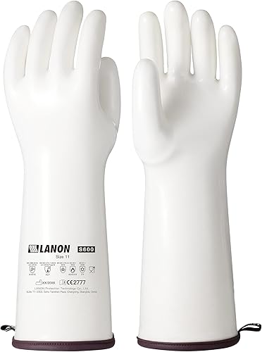 Vista 23 de LANON - Guantes de silicona líquida, resistentes al calor con dedos, grado alimenticio, impermeables, color blanco, XL