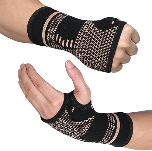 FITTOO Manga de compresión de muñeca de cobre con infusión de cobre para mejorar la circulación aliviar molestias de muñeca tendinitis esguinces