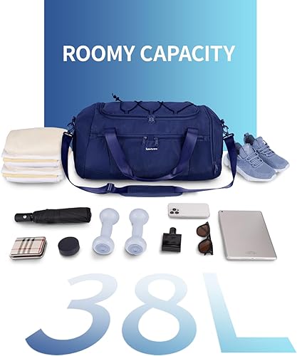 Miniatura 4 de Sportsnew Bolsa de gimnasio para mujeres y hombres con compartimento para zapatos, bolsillo húmedo, bolsa de lona para hombre para viajes con