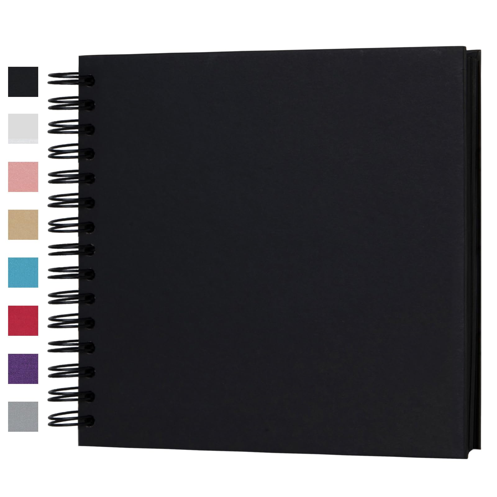 potricher 8 x 8 Inch DIY Scrapbook Photo Album Hardcover Kraft Blank Black Page Wedding and Anniversary Family Photo Album (Black, 8 Inch)