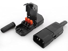 VISSQH 2 pezzi Connettore di Adattatore alimentazione da IEC 320 C14 Plug Maschio,Connettore IEC C14 CA 250V 10A 3 spine (nero)