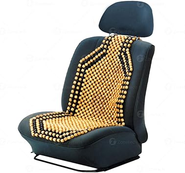 ZONETECH Beaded Seat Cover for Cars Cooling, Massage Cushion, Natural Wooden Beads for Semi Truck, Trailer, Car, Two-Tone, Double Strung (1-Pack)