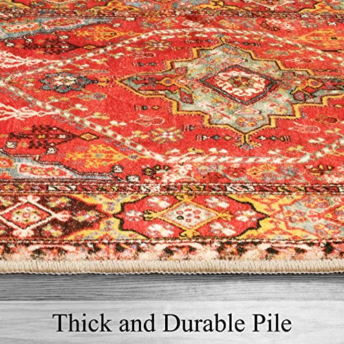 Leevan Boho Trible Throw Rugs 2X4.3 Persian Oriental Floral Hallway Runners Non-Slip Non-Shedding Indoor Machine Washable Vintage Accent Rug Floor Carpets For Kitchen Bathroom Living Room-Orange #TOP4