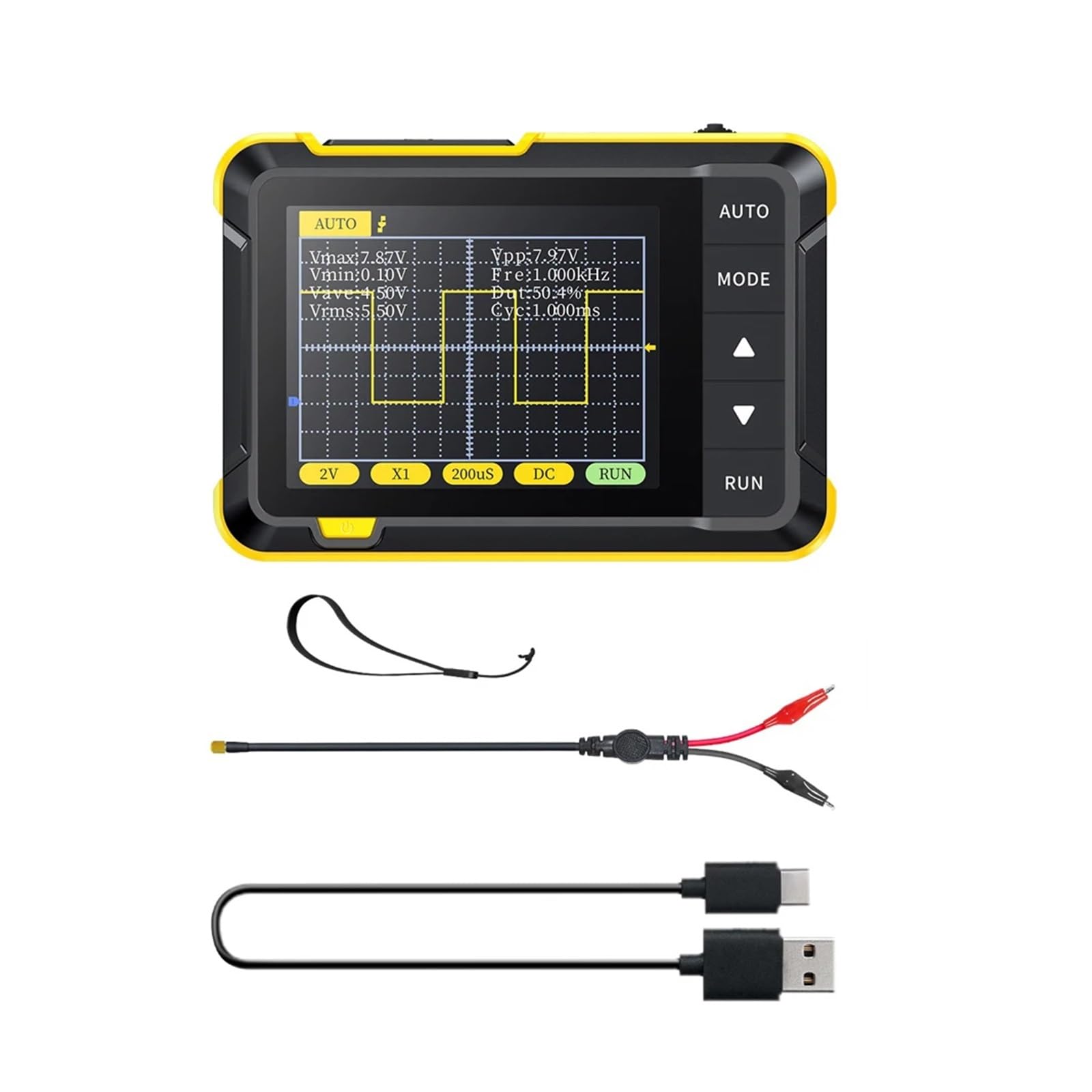 Testeur de Transistor Portable, oscilloscope numérique à taux d'échantillonnage de 2,5MSa/s, Bande passante de 200KH/z, Mini-oscilloscope for Tablette, Chargement de Type C(Standard)