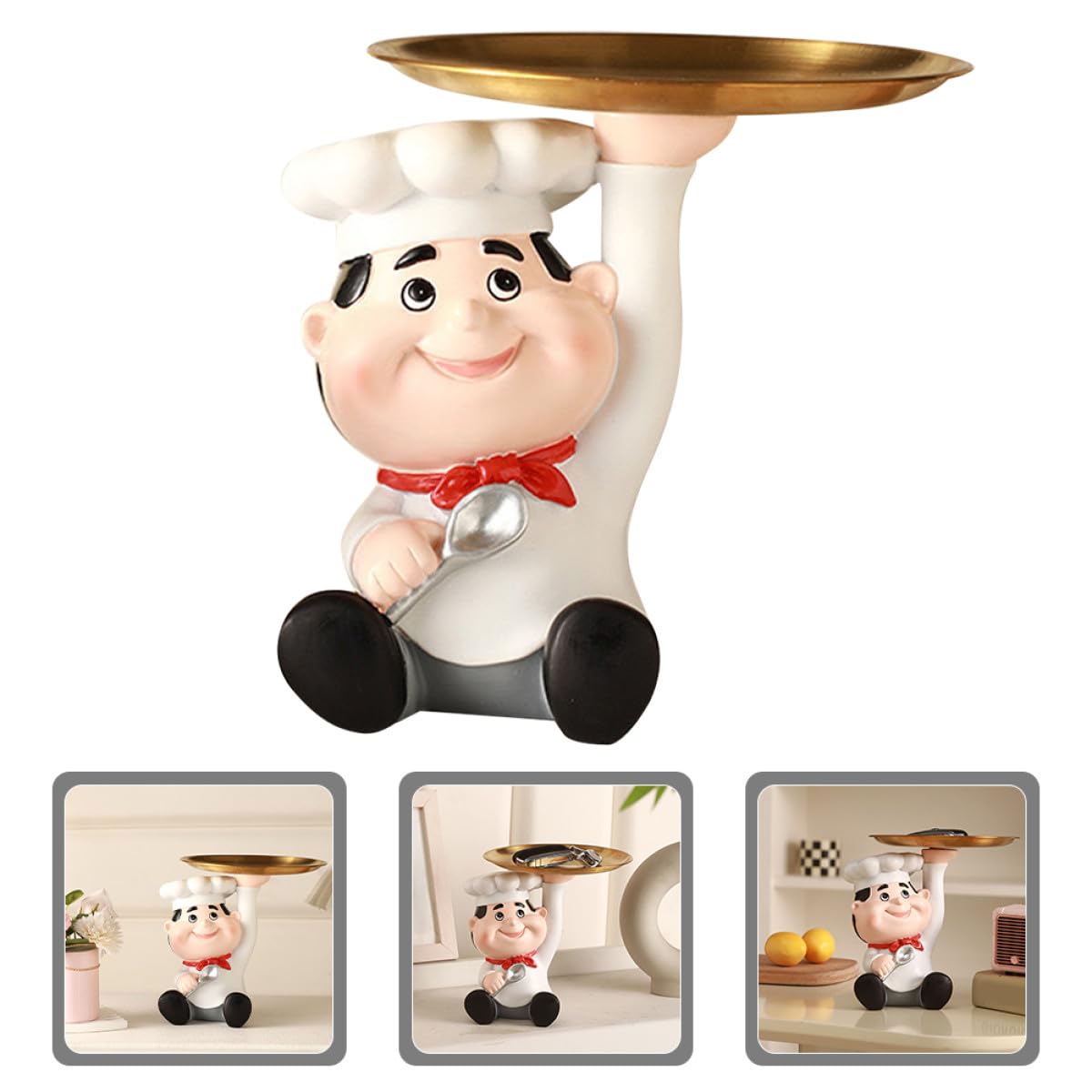 Abaodam Bandeja Decorativa para Almacenamiento de Joyas y Perfumes Diseño Elegante y Funcional de Resina Forma de Chef para Dormitorio o Recibidor