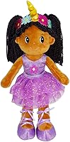 June Garden Ella 14" Plush Ballerina Rag Doll - Soft Huggable Doll with Purple Tutu, Unicorn Headband for Toddler Girls Ages 2+