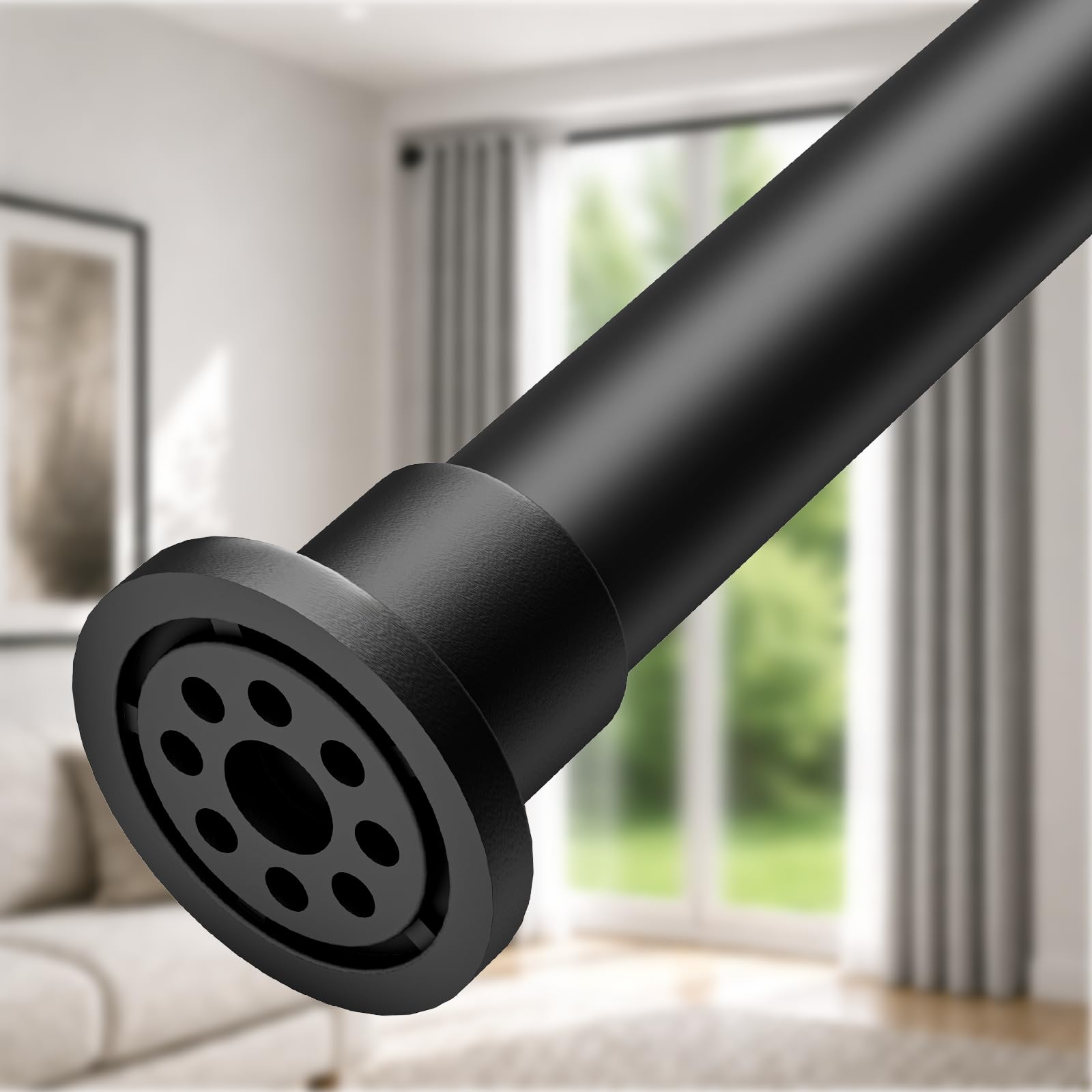 ALLZONE Heavy Duty Tension Curtain Rod for Window, 123-160 Inch, Extra-Long