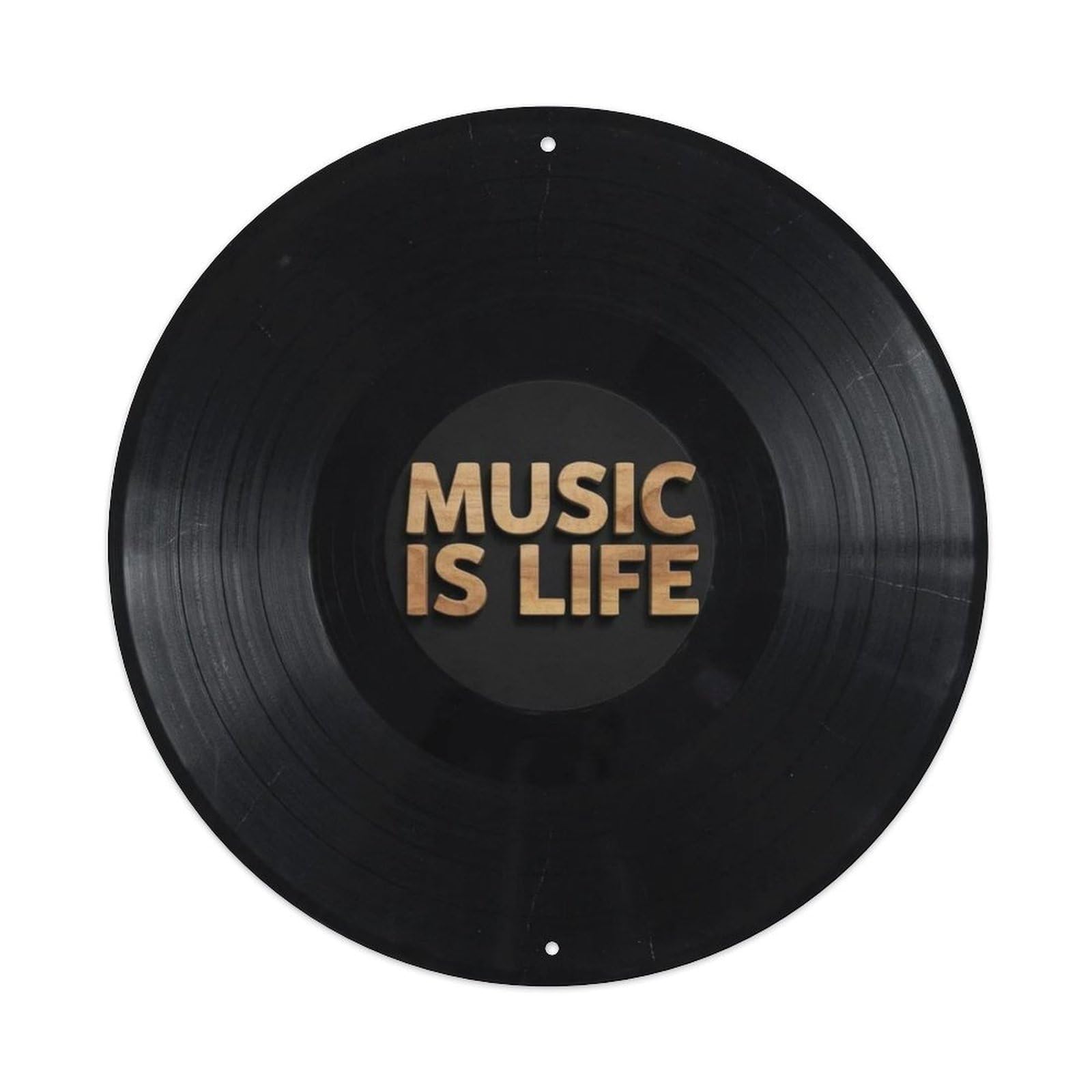 Music Is Life 3D Wood Embossed Vinyl Record Metal Tin Sign Plaque