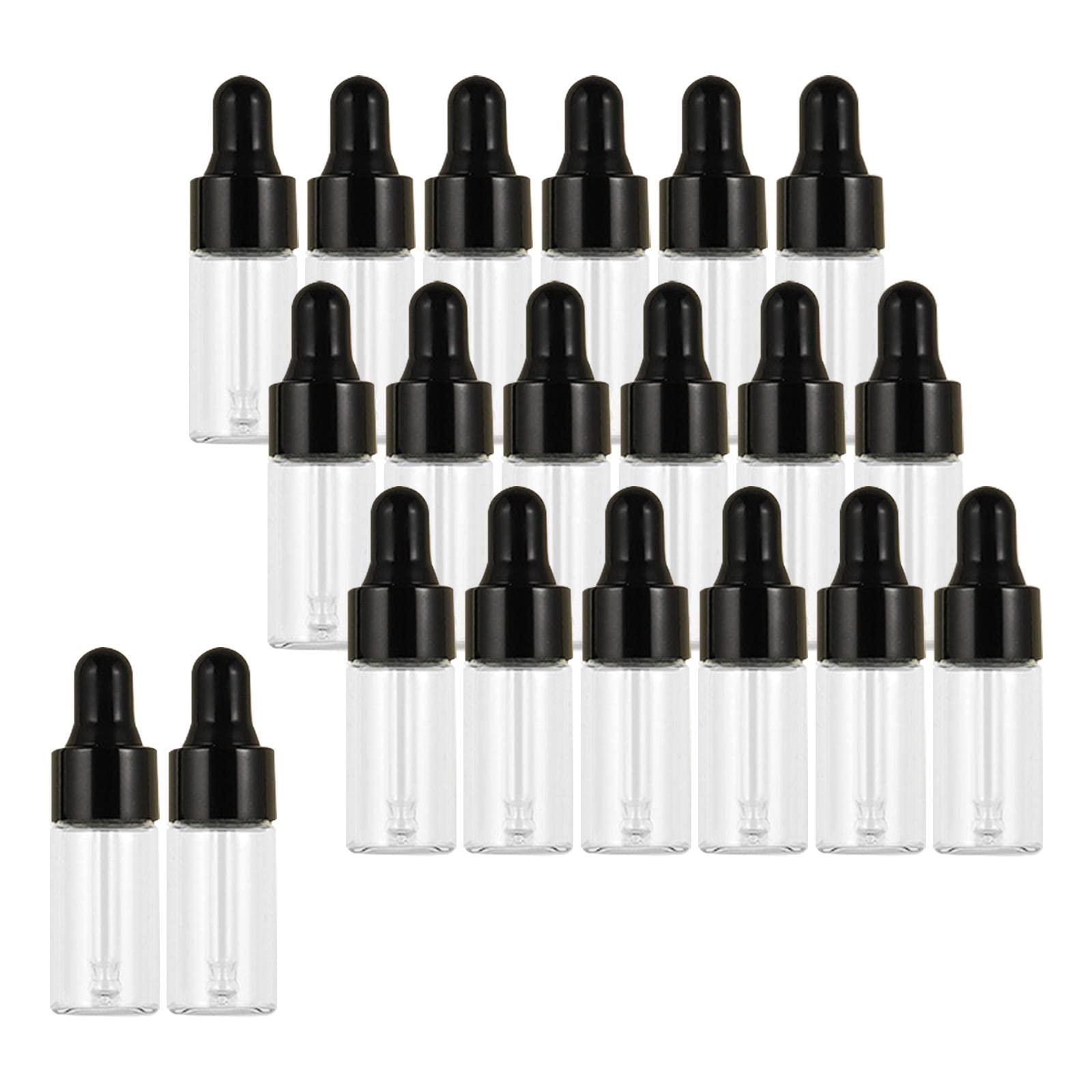 5 zestaw 20 szt. puste szklane butelki z zakraplaczem pojemniki na perfumy oleje płyny czarne 3 ml