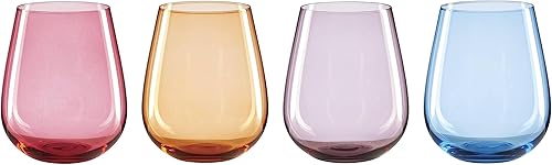 Oneida True Colors - Copas de vino sin tallo, juego de 4, 4 unidades, multicolor