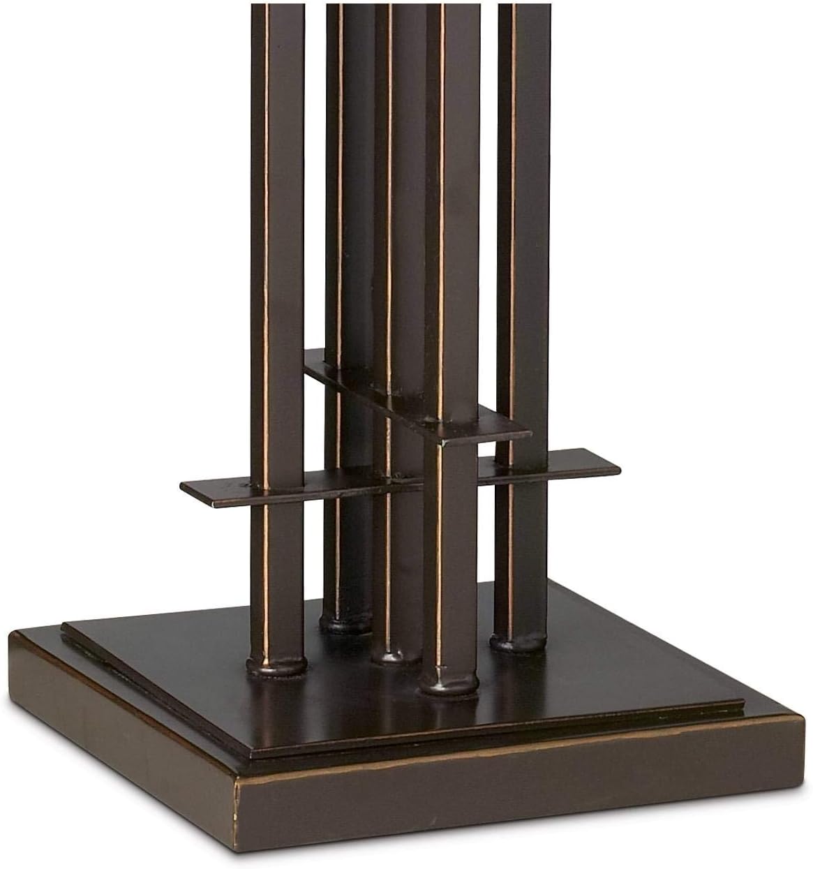 Franklin Iron Works Mission Tiffany Style 3-Way Table Lamp with Table Top Dimmer 26.5" High Bronze Wrought Iron Stained Glass Shade for Living Room Bedroom House Bedside Nightstand Home