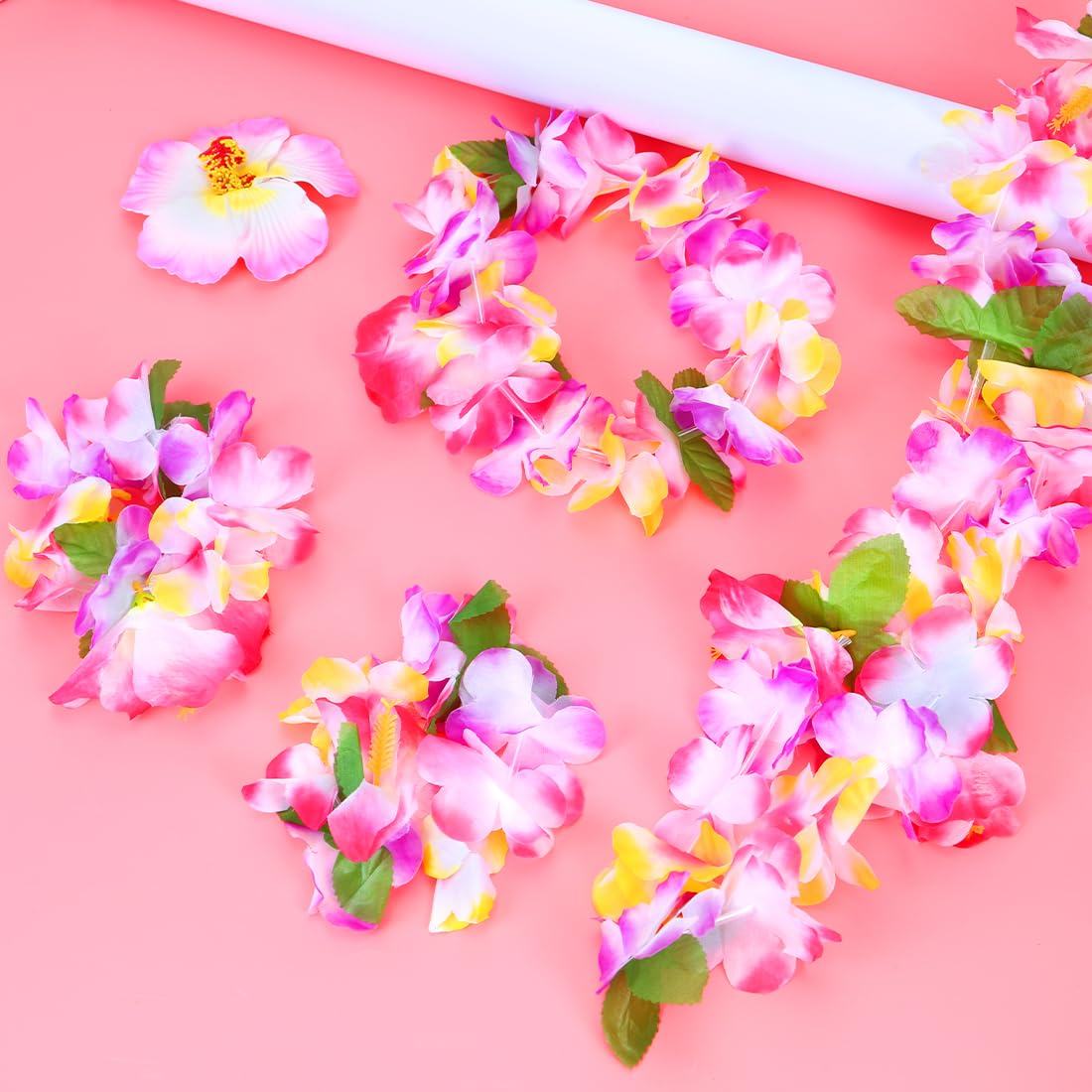 Hawaiian Necklaces Wreaths, 5 Tropical Hawaiian Party Beach Flowers Decorations - Image 4