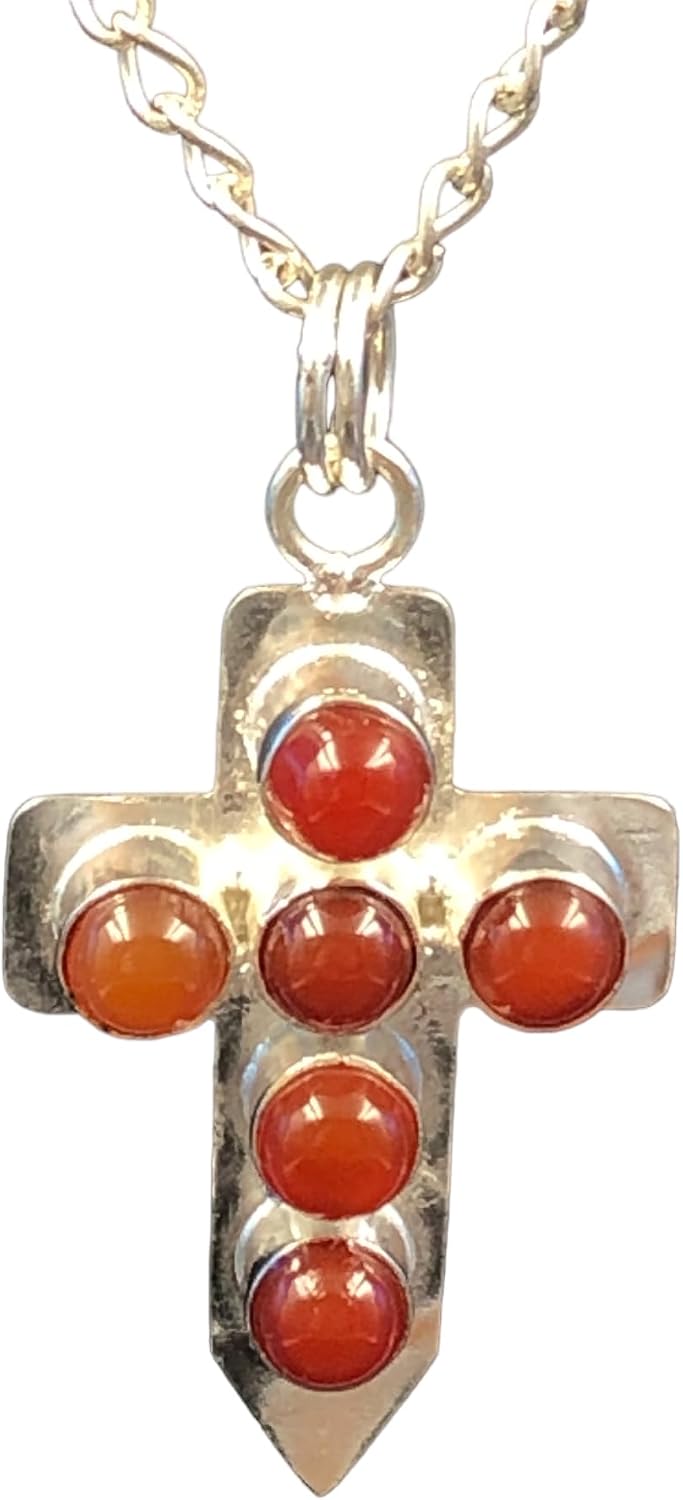 Natural Carnelian Gemstone 925 Solid Silver Handcrafted Precious Cross Pendant 1.80" Long Gemstone Jewelry Cross Pendant For Christmas, Birthday Gift Unisex Pendant Religious Jesus Pendant