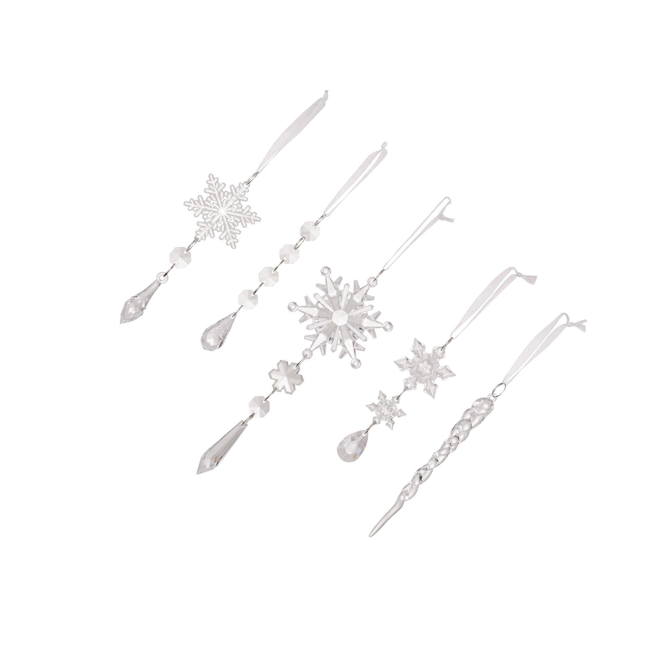 AMSLSIU 5pack/lot Dazzling Tree Decorations Clear Snowflakes Snowy To Holiday Home Christmas Hanging Pendant
