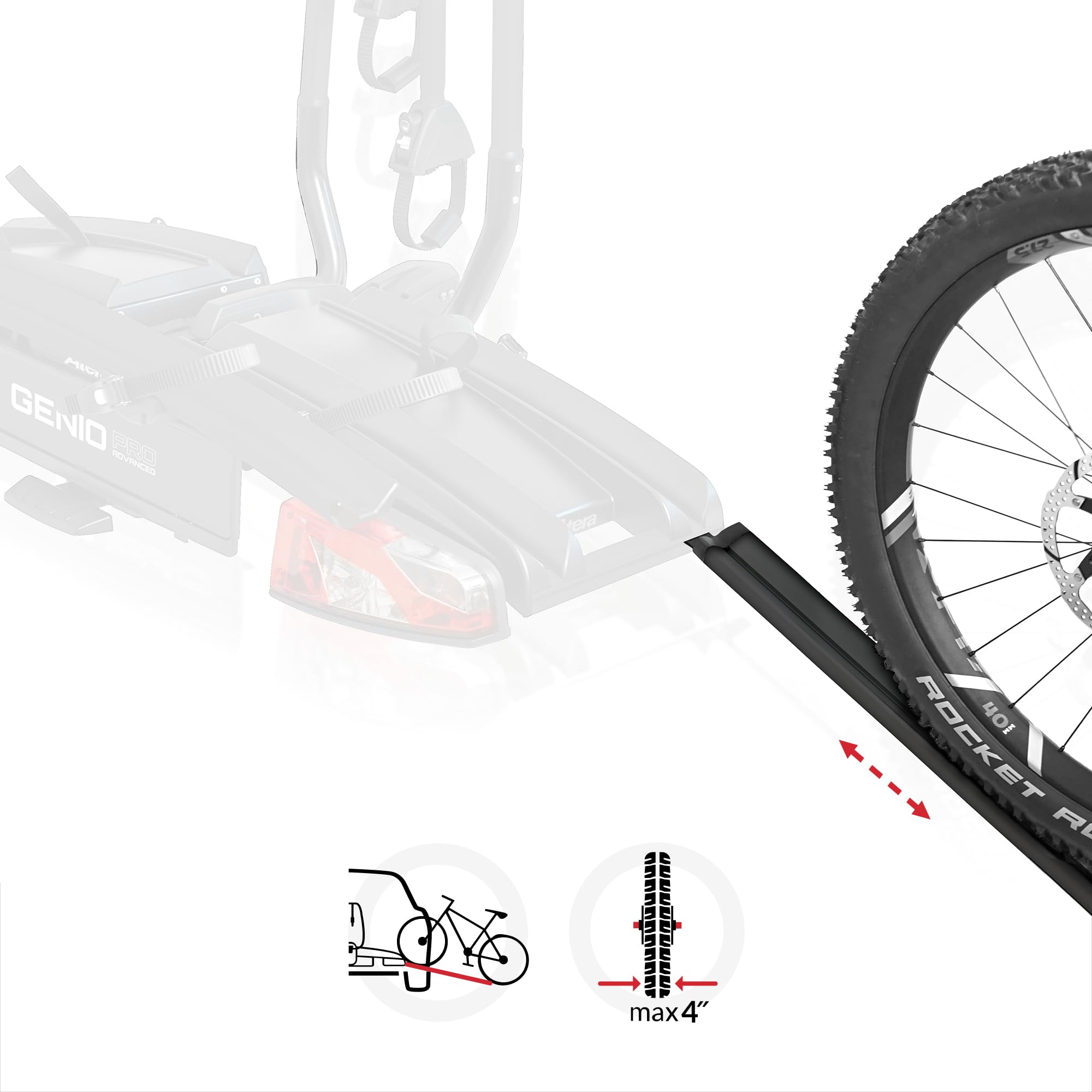Atera Rampa di carico per Genio Pro Advanced e Strada Trail 2, nero | per portabici da gancio traino, rampa di carico pieghevole in alluminio, Cod. art. 022787