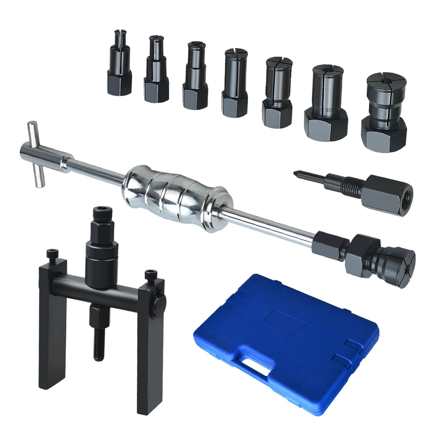 Kit 12 Pezzi estrattore Cuscinetti Interni 8-32 mm con estrattore a 2 Ganasce Foro cieco e Martello Scorrevole, per Bicicletta e Moto