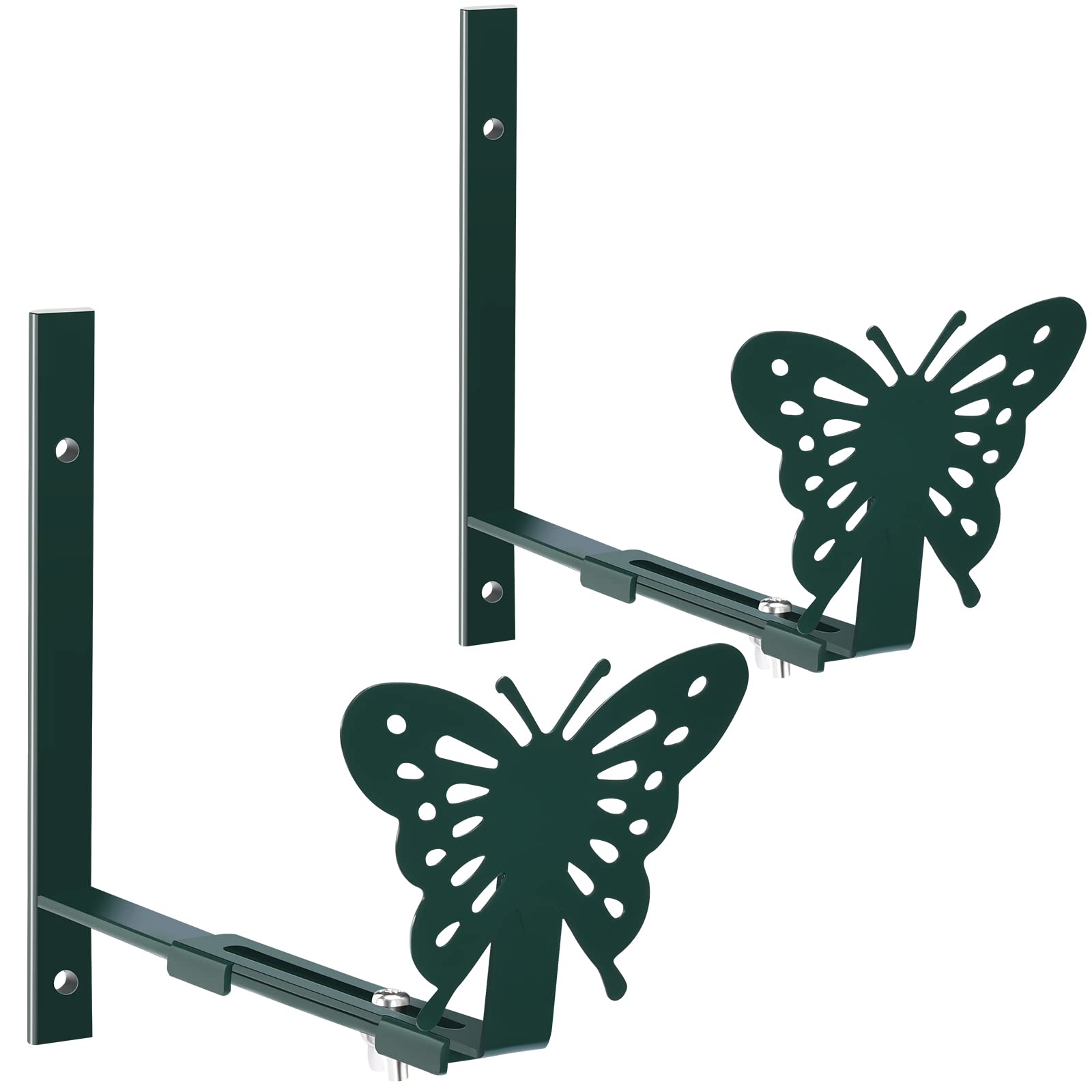 VenhooWindow Box Bracket Adjustable Planter Box Brackets Wall Mount Sturdy Flower Window Box Holder with Adjustable Size The Width of The Bottom of The Planter Box-2 Pack