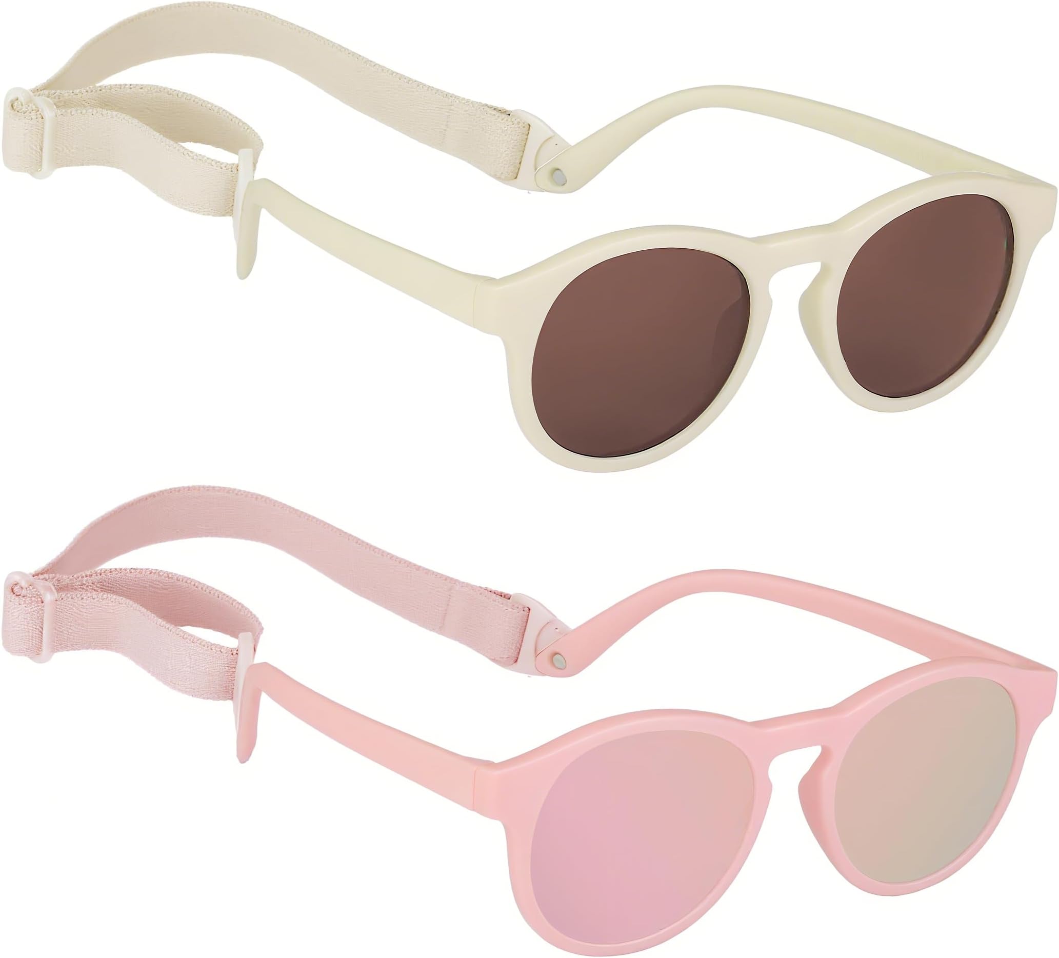2 Pack Toddler Sunglasses Polarized with Strap for 0-24 Months/2-4 Years Kids, Girls Boys Baby Glasses UV Protection