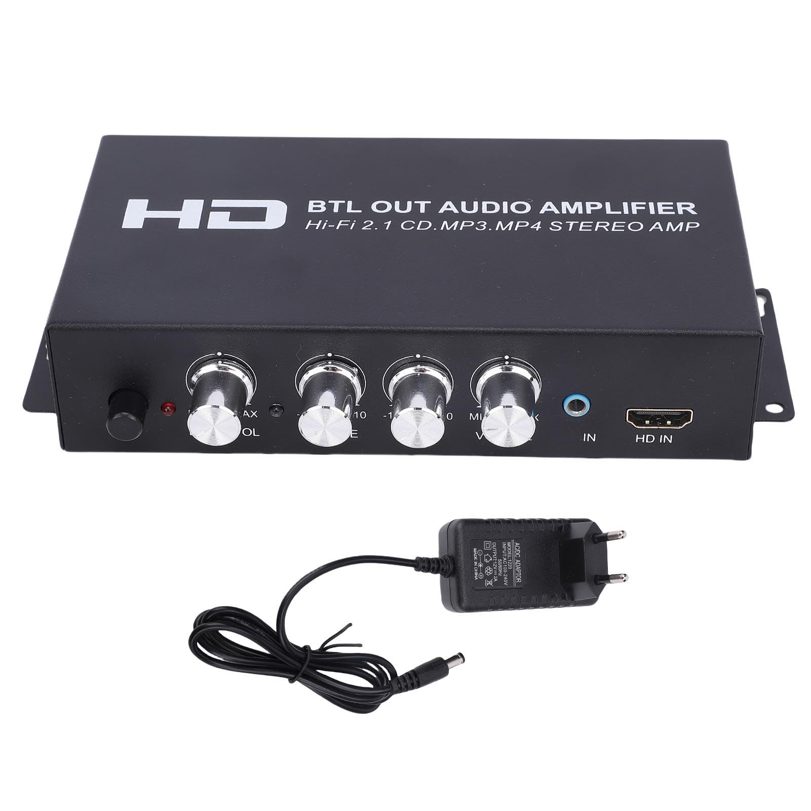 Amplificador Estéreo Bluetooth M045, Receptor de Sonido 2 Canales HiFi, Potencia 2x80W, Entrada HDMI y AUX, para Cine en Casa Karaoke Altavoces