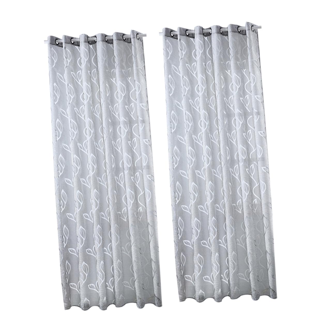 Rideau gris imprimé feuilles 100x250cm lot de 2 Ciieeo pour salon