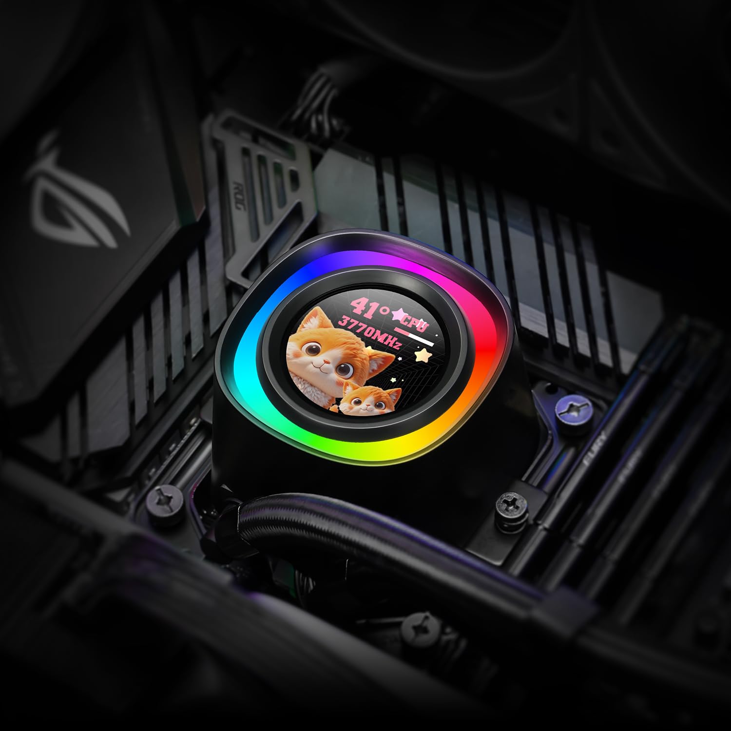 ID-COOLING FX360 LCD PE 360mm AIO Liquid CPU Cooler with 1.48″ Full-Color LCD Display, 350W TDP, 3×120 mm High-Airflow Fans, Intel LGA1851/1700 & AMD AM5/AM4 Support