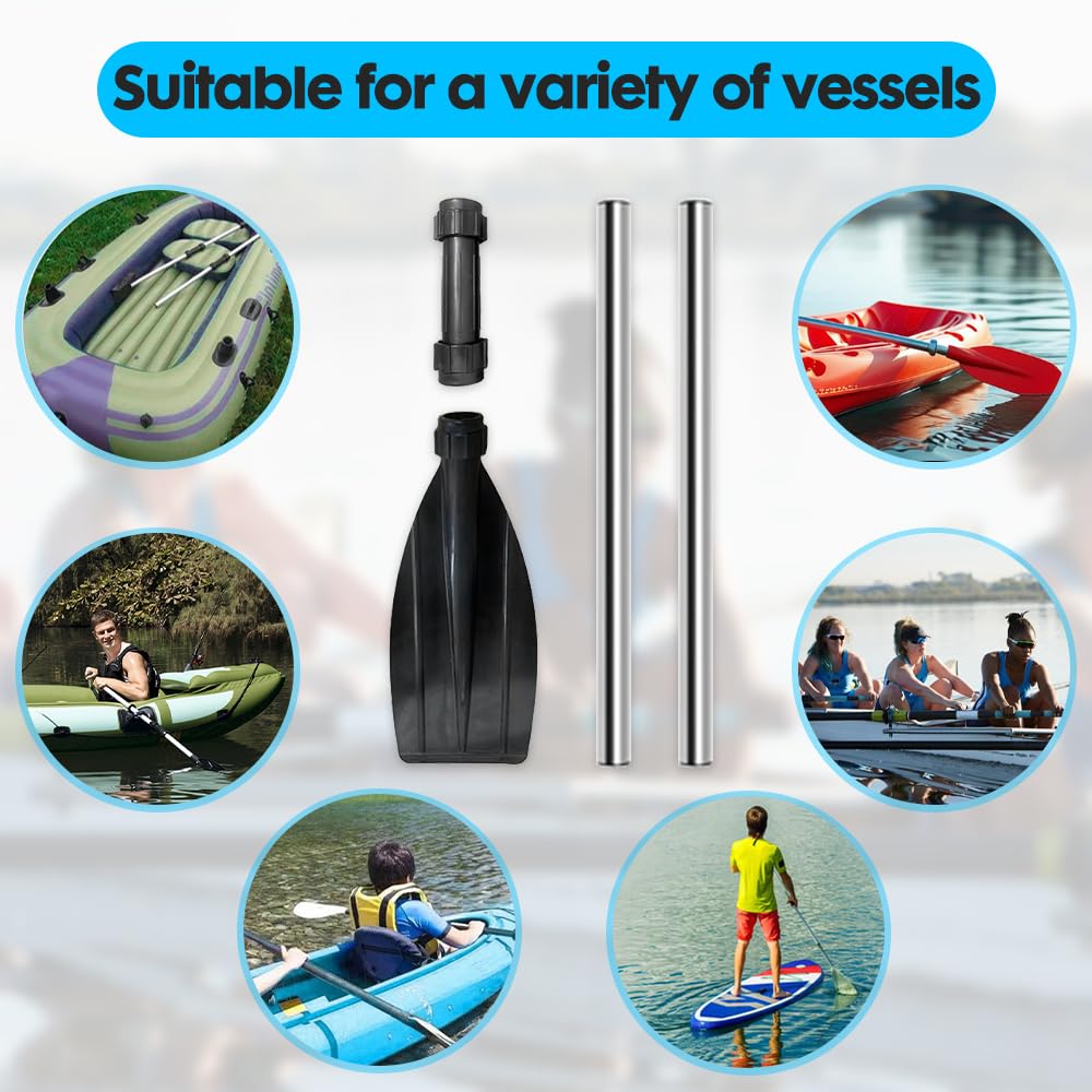 Kajak Padde, Kajakpaddel Aluminium, Verstellbare Teleskop Paddel, 120 cm Paddel Set für Kanufahren Kajkak Schlauchboot, Schwarz