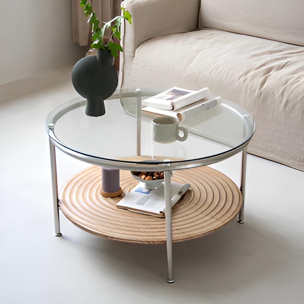 Clear Round Glass Table Top, Replacement Tempered Glass Table Top, Transparent Circle Table Surface for Dining Table, End Table, Outdoor Patio Table Top(38 cm (15 in))