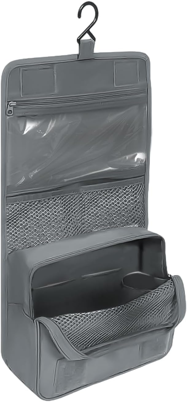 1 Piece Gray Toiletry Bag, Foldable Toiletry Bag, Hanging Travel