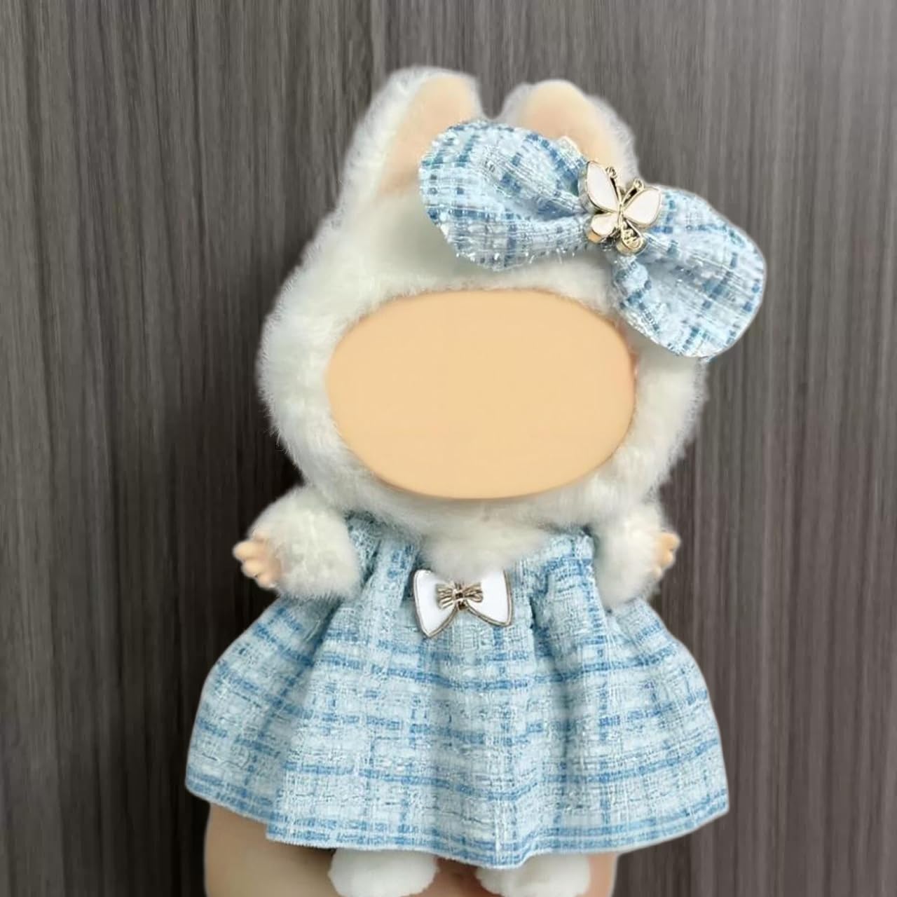 3Pcs Doll Clothes Set for labubu - Compatible with 6.7inch 17cm Dolls Only, Premium Dolls Outfit with Accessories, Hairpin, Skirt, Shoes (Blue Skirt Set)