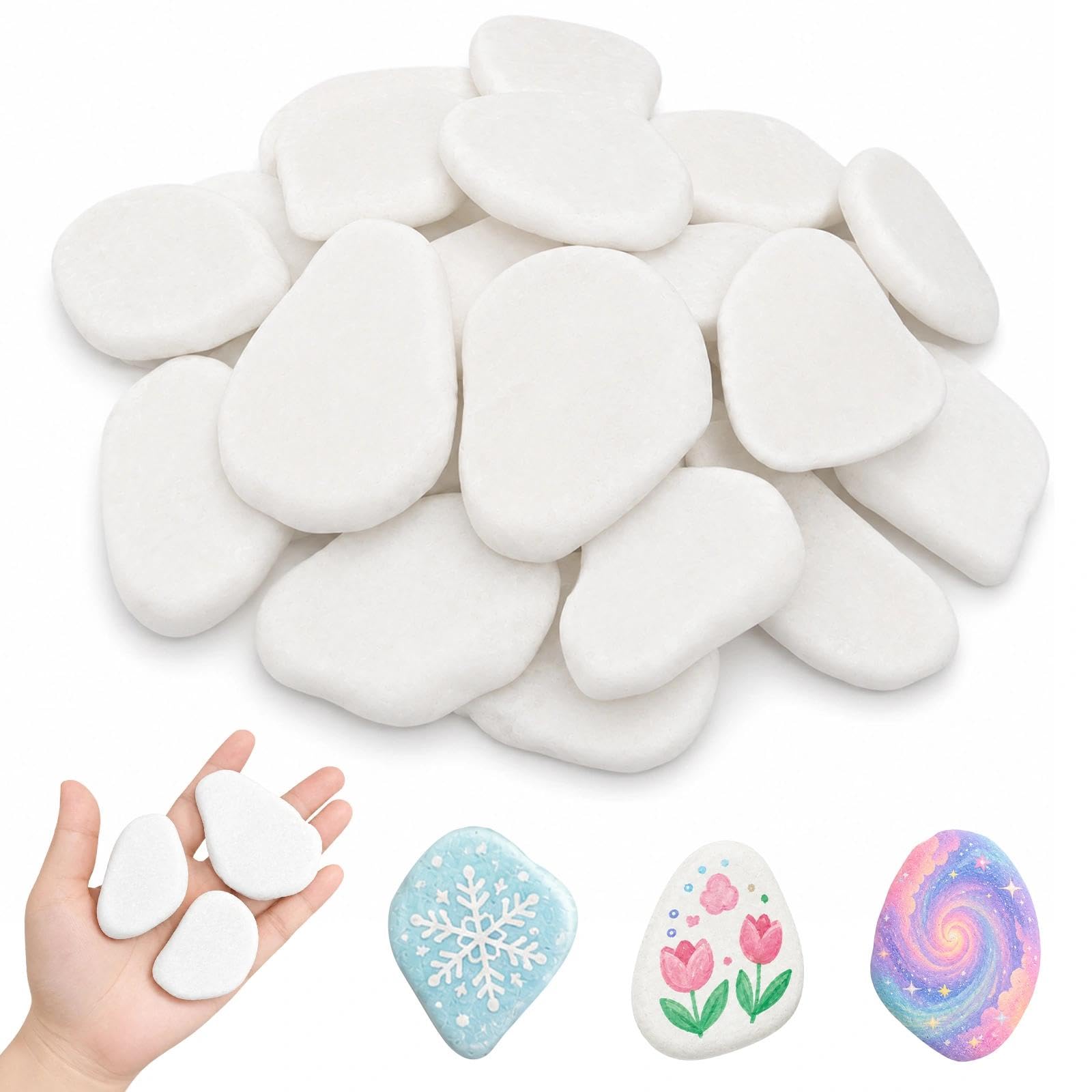 28 PCS White Rocks for Painting, Flat Stones for Painting DIY Craft