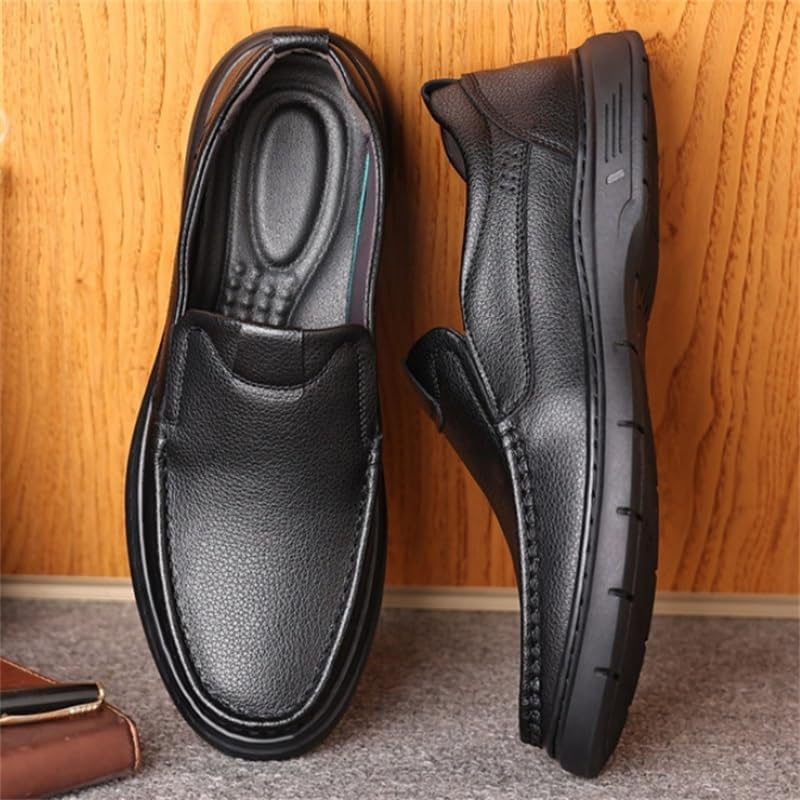 Men's Casual Slip On Loafers Shoes Business Classic Genuine Leather Upper Men's Rubber Soft Sole Breathable Lining Lightweight Shoes3