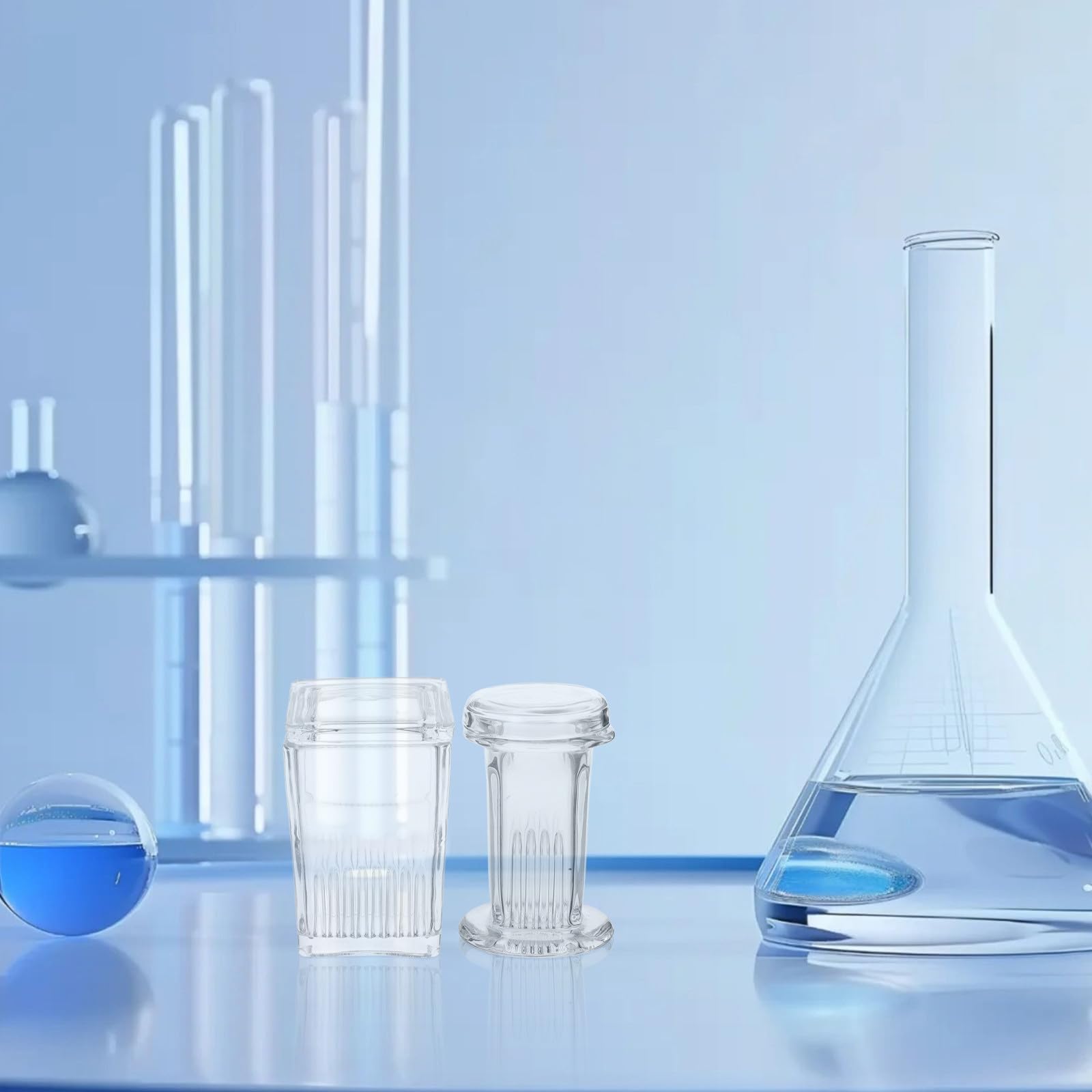 Zerodeko Glas Färbegefäß Hochtransparentes Glas mit Deckel Vertikales Design 2 Stück für 5 Objektträger für Labor Färbeexperimente