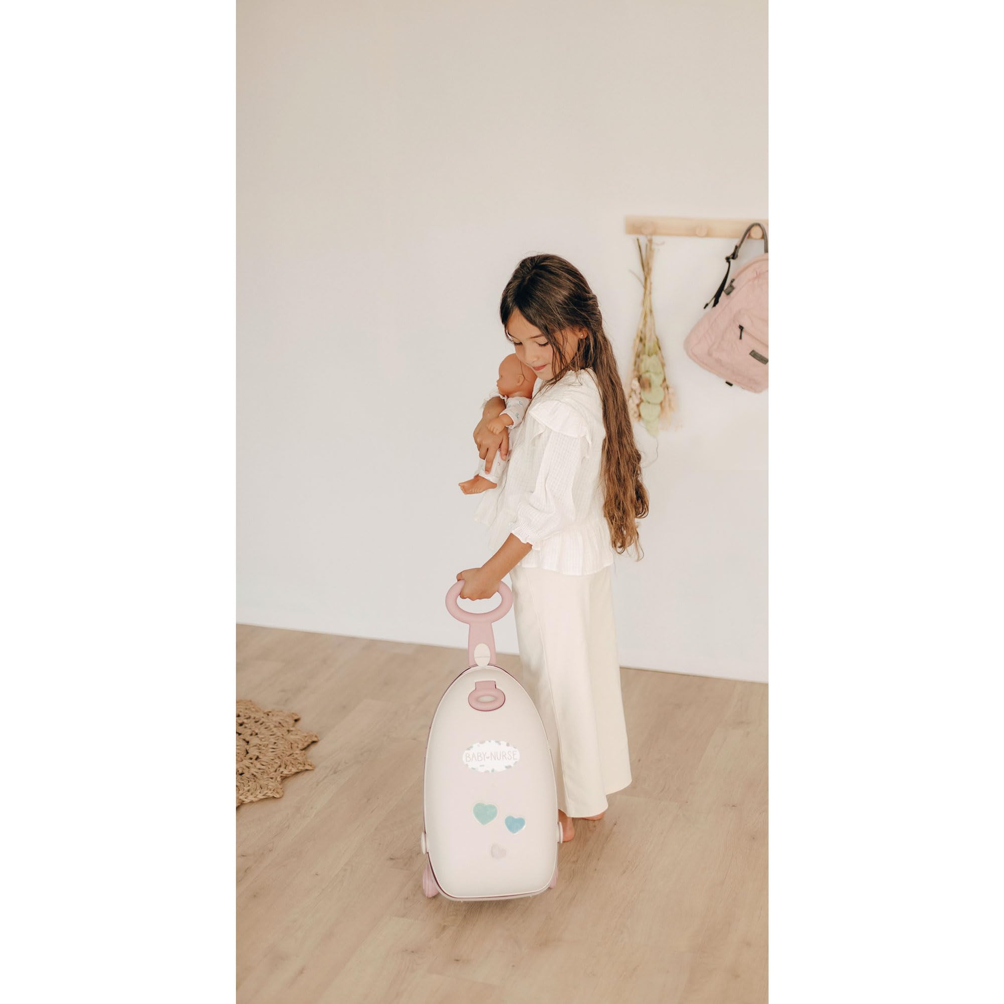 SMOBY Trolley Baby Nurse 3 en 1: Maleta + Trona + Cuna, para Muñecos Bebé de hasta 42 cm (7600220374), Multicolor