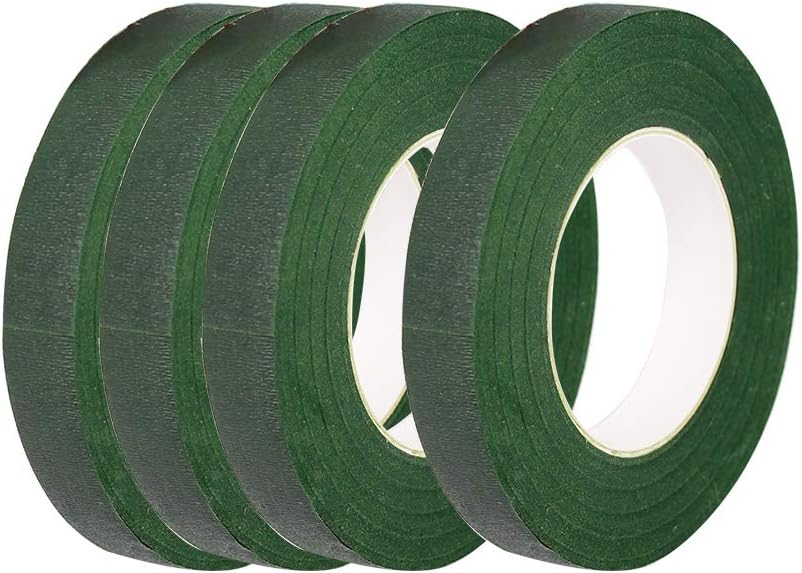 CDOFFICE 4 Rolls Dark Green Floral Tapes for Bouquet Stem Wrapping and Florist Craft Projects(1/2" Wide, 30 Yard/Roll)