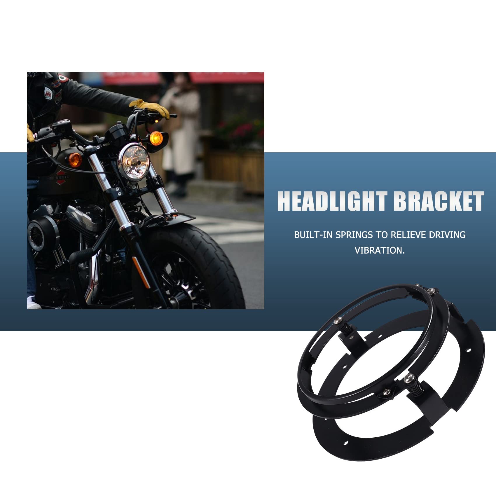 Graootoly 5,75 Zoll Scheinwerfer Halterung Schwarz - Montagering Für Harley Touring & Softail