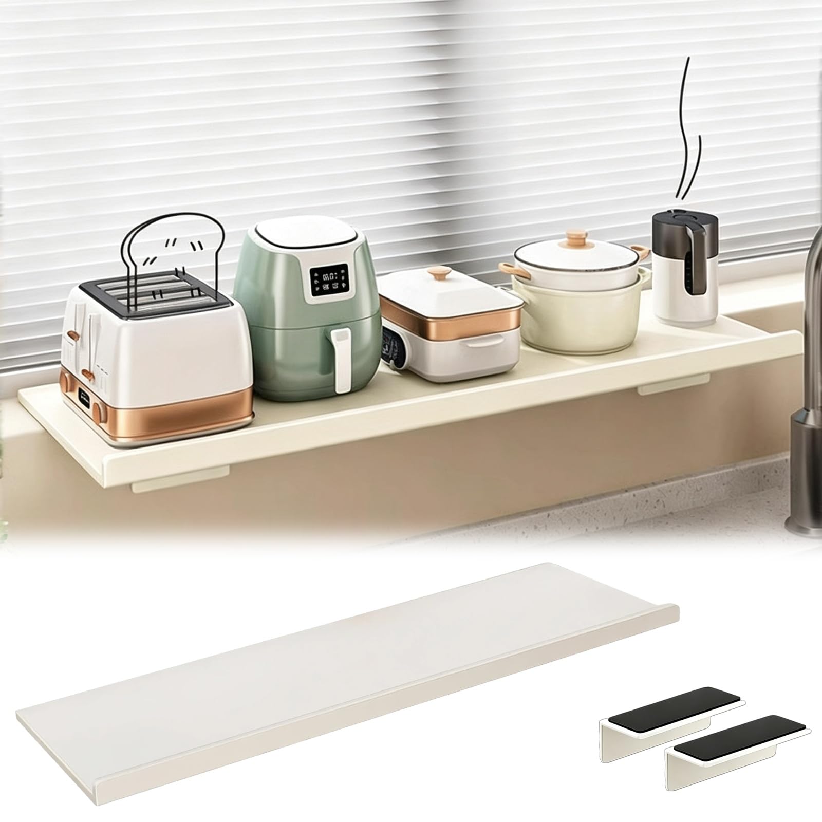 Fensterbank Verlängerungsplatte Fensterbank-Verlängerungsplatte nit Magnetischer Basis, Robustes, Wasserdichtes Küchen-Aufbewahrungsregal, Verlängerungsbrett, Universell für Büro Badezimmer