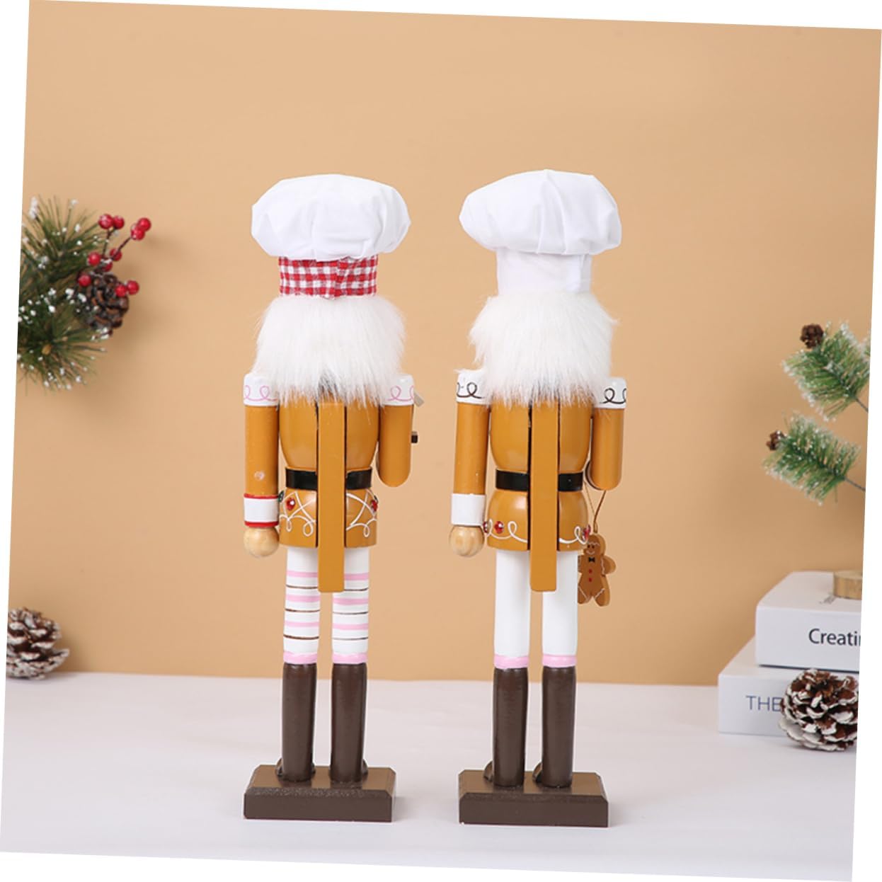 PRETYZOOM Wooden Nutcracker Figurine Christmas Decor Realistic Xmas Desktop Nutcracker Puppet for Shelf Tabletop Holiday Decoration for Home Celebration