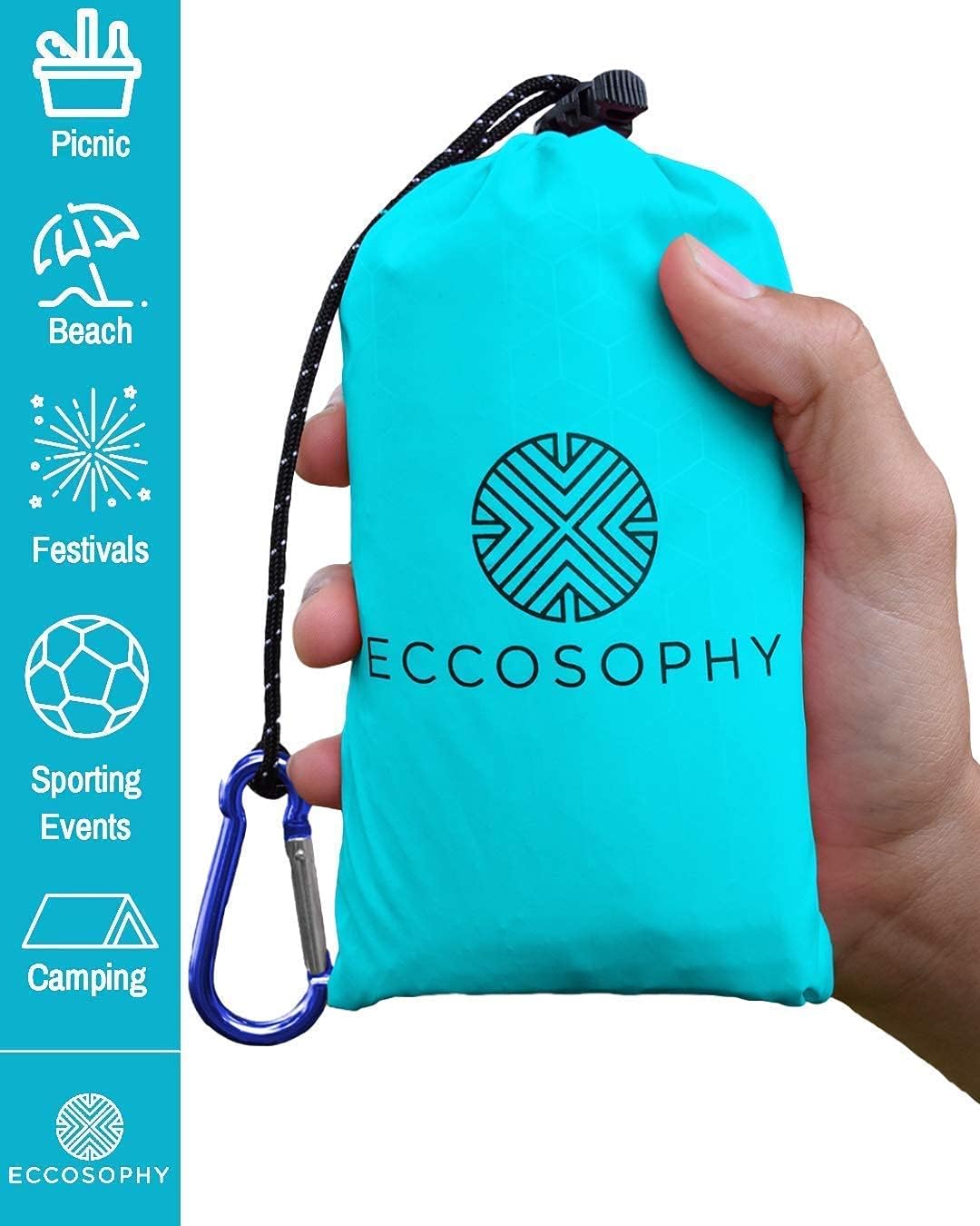 ECCOSOPHY Quick Dry Microfiber Towel and Waterproof Picnic Blanket Bundle