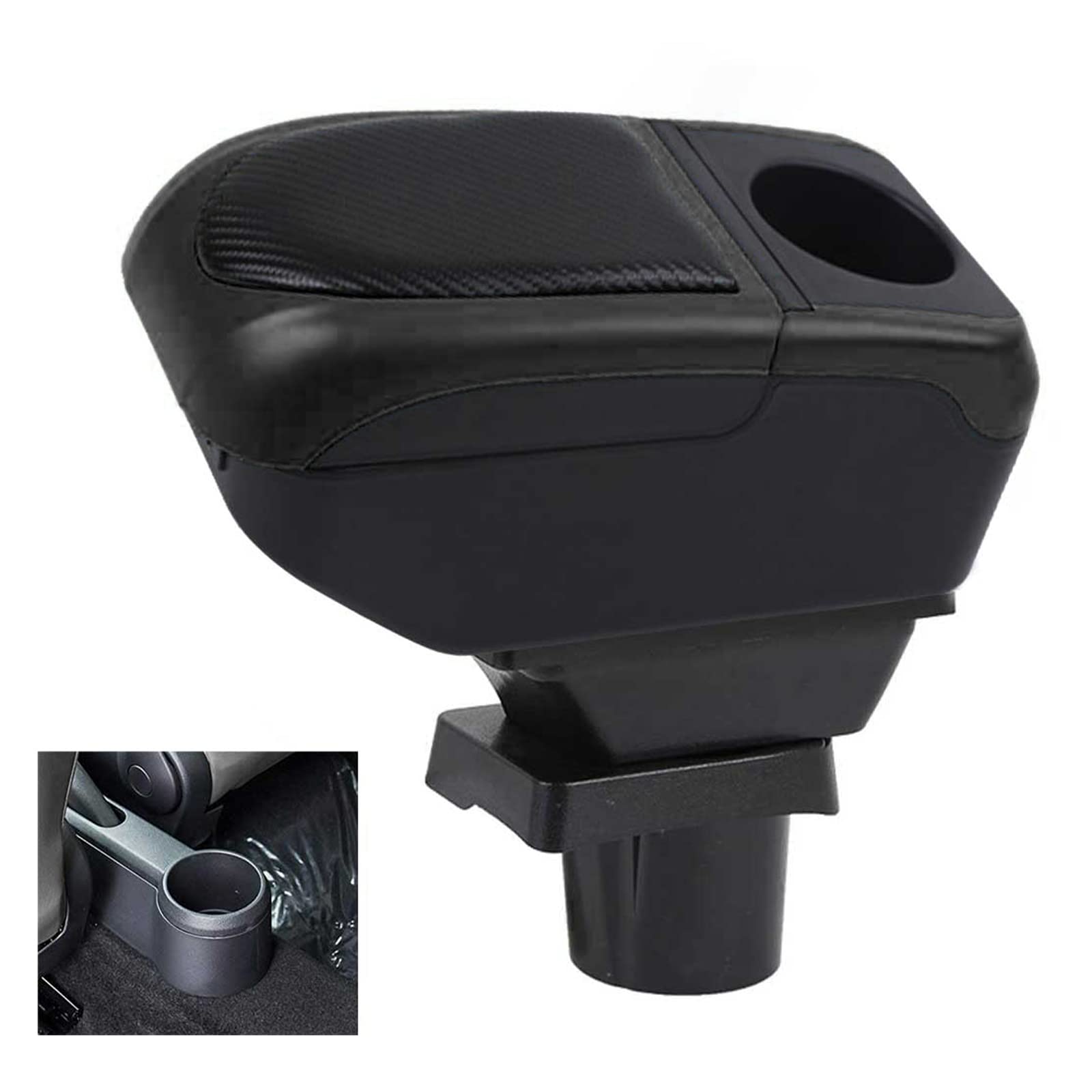 GAFAT V-W UP/Seat MII/Citigo 2013-2022 2023 - Braccioli per console centrale, con vano portaoggetti e portabicchieri (nero)