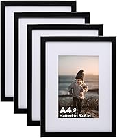 Vista 88 de KINLINK Juego de 4 portarretratos plateados de 5 x 7, marcos de fotos de madera con paspartú de 4 x 6 con plexiglás para 4 x 6 con paspartú o 5 x 7