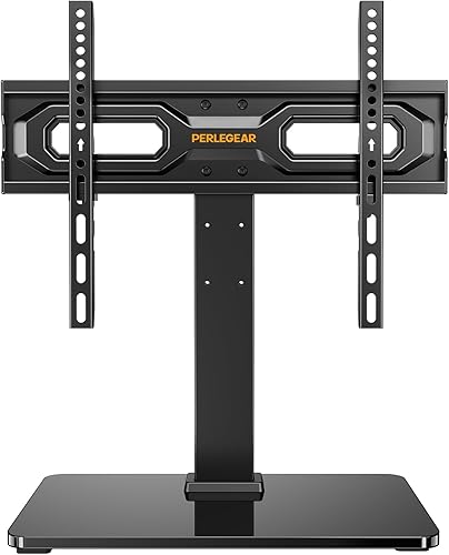Perlegear Soporte de TV de mesa, soporte universal para televisores LCD LED OLED de 23 a 60 pulgadas, soporte de base de TV de altura ajustable con