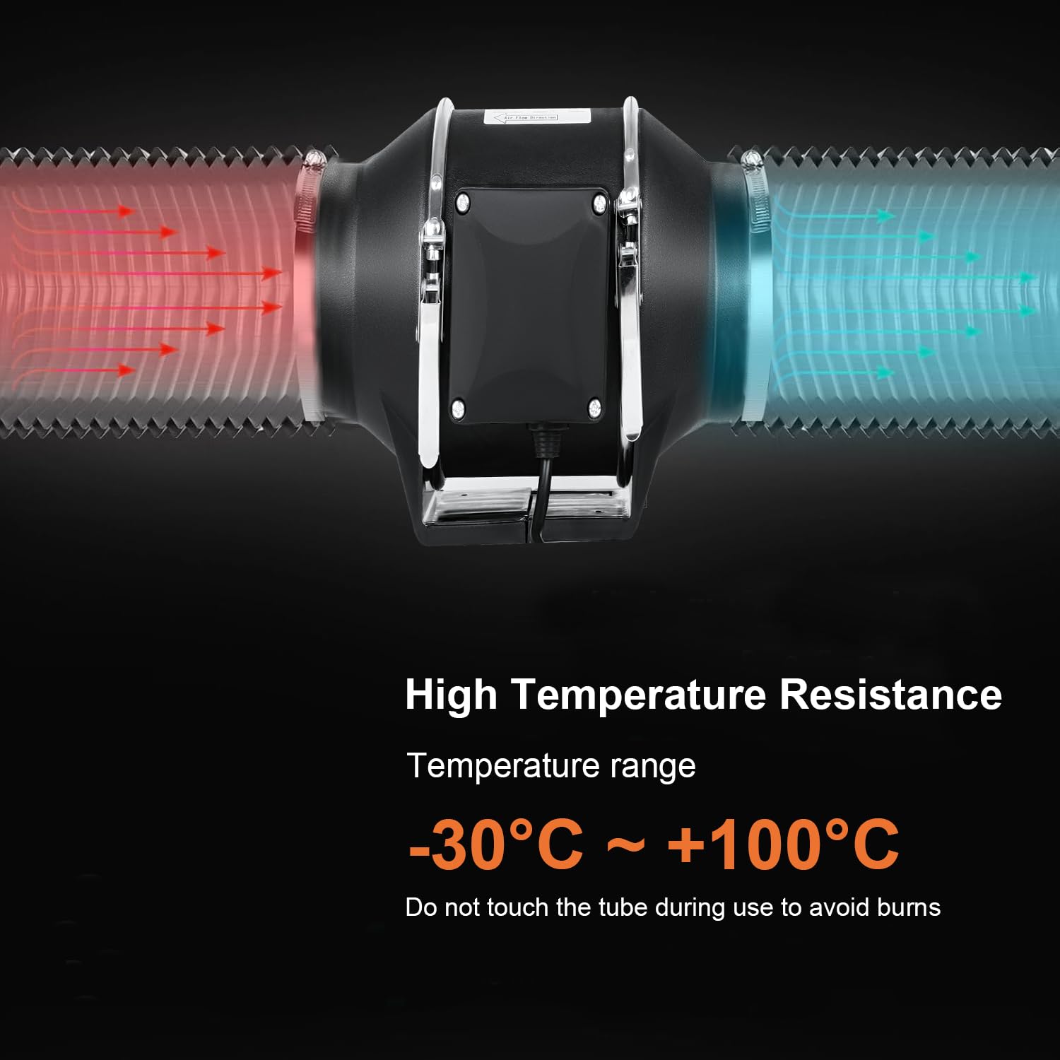 TEOV Ventilation Ducting 150mm X 3m, Aluminium PVC Flexible Duct With 2 Stainless Steel Duct Clamps For Mobile Air Conditioning, Exhaust Air Fan, Exhaust Hood, Ventilation System