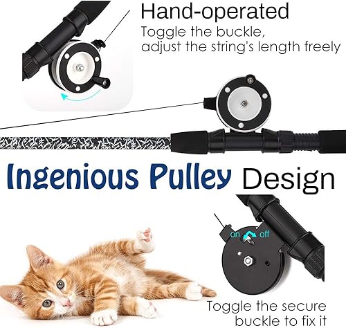 Miniatura 10 de Pawaboo Juguetes de plumas para gatos, juguete interactivo para gatos con ventosa de 2 ranuras, 2 varitas desmontables para gatos y 7 piezas de