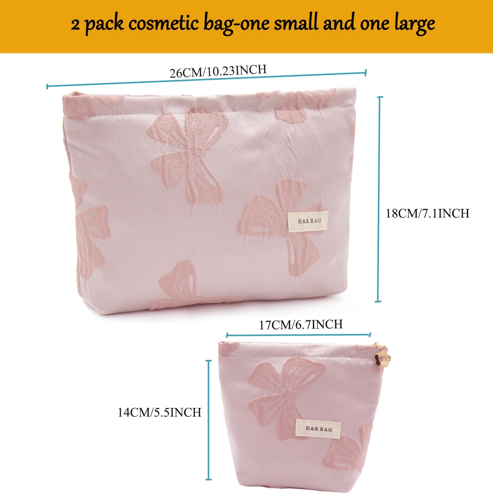 ONEGenug Makeup Bag, Set 2 Cosmetic Bags, Portable Pencil Case Makeup Pouch Travel Essentials Toiletry Bags for Women Girls - Image 4