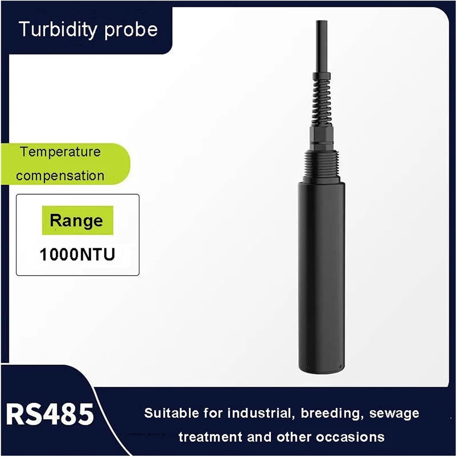 Turbidity Detector Multi-Parameter Water Quality Environmental Monitoring System Suspended Matter Sensor Turbidity Meter RS485(1000ntu)