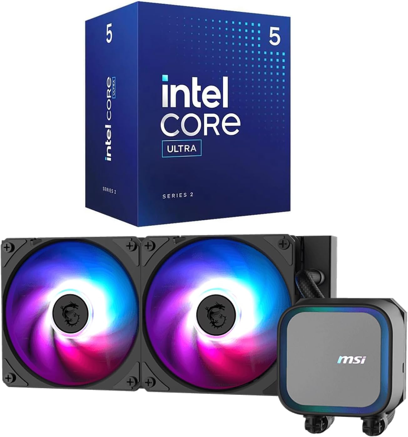 CPU AIO Combo Intel Core Ultra5 225F Processor+msi A13 AIO | Intel Core Ultra5 225F Desktop Processor, msi MAG CORELIQUID A13 240 CPU Liquid Cooler, efficient in power and performance