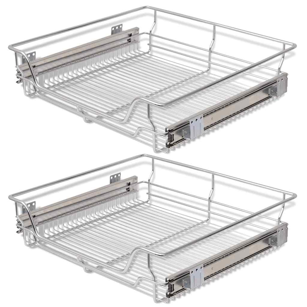 vidaXL Pull-Out Wire Baskets 2 pcs Silver 600 mm — image 1
