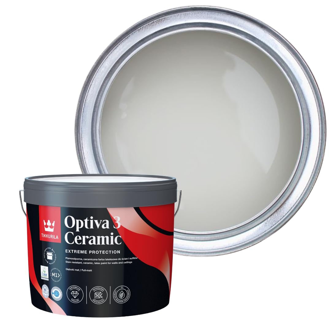 TIKKURILA Optiva 3 - Durable Super Flat Matt Paint For Walls & Ceilings - Zero VOC, Scrubbable, Easy To Clean (Tuft H495, 10 Liters)